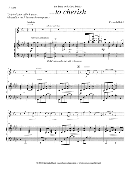 To Cherish For Horn In F And Piano Page 2
