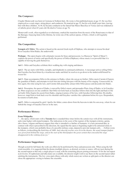 Toccata Fanfare From The 1607 Opera L Orfeo By Claudio Monteverdi Arr For Full Band Score Parts License To Copy Page 2