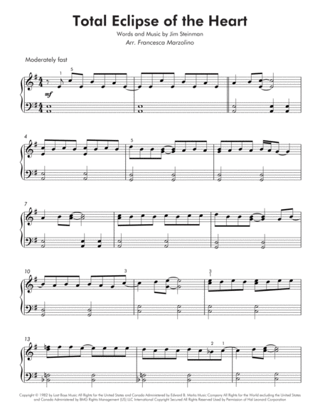 Total Eclipse Of The Heart Easy Piano Page 2