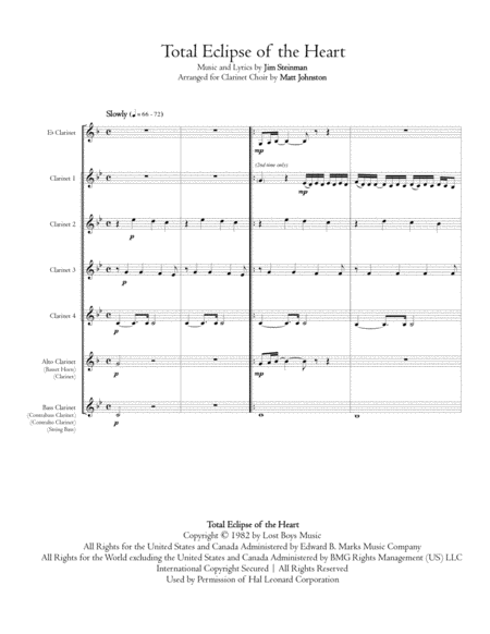 Total Eclipse Of The Heart For Clarinet Choir Page 2