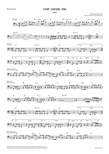 Toto Stop Loving You Bass Guitar Page 2
