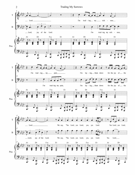 Trading My Sorrows Duet For Tenor And Bass Solo Page 2