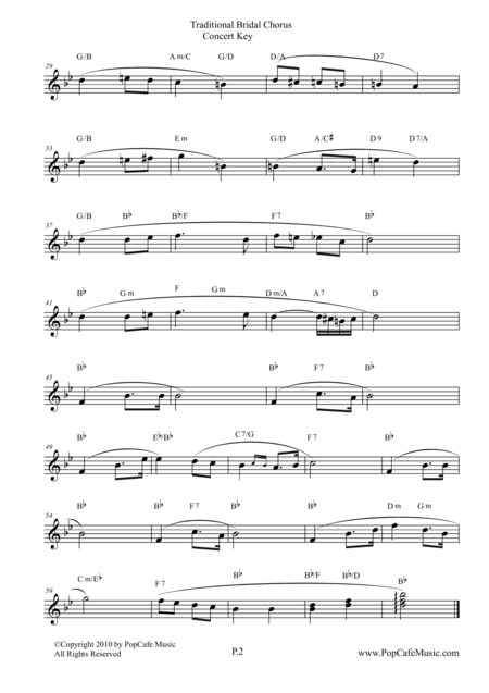 Traditional Bridal Chorus Alto Sax Tenor Sax Concert Key Page 2