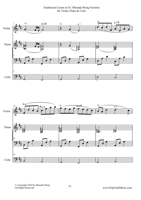 Traditional Canon In D For Violin Piano Cello Page 2