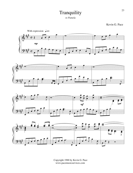 Tranquility Original Piano Solo Page 2