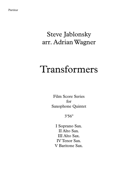 Transformers Steve Jablonsky Saxophone Quintet Arr Adrian Wagner Page 2