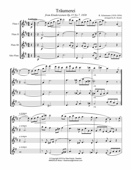 Traumerei Dreaming For Flute Quartet Page 2