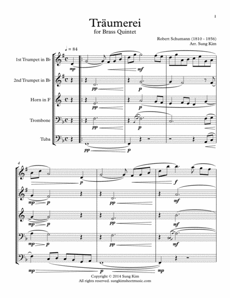 Traumerei For Brass Quintet Page 2