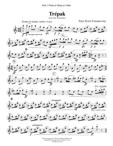 Trepak From The Nutcracker For Piano Quartet Violin Viola Cello Piano Set Of 4 Parts Page 2