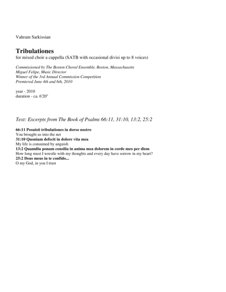 Tribulationes For Mixed Choir A Cappella Page 2