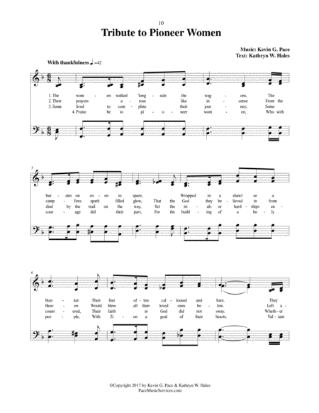 Tribute To Pioneer Women An Original Hymn For Satb Voices Page 2