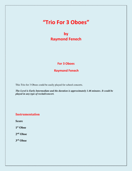 Trio For 3 Oboes Easy Beginner Page 2