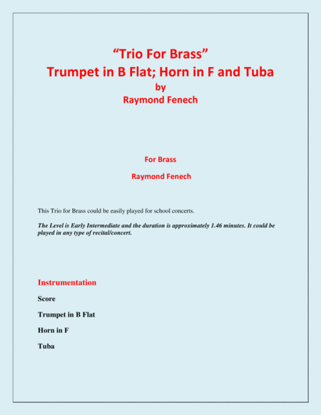 Trio For Brass Trumpet In B Flat Horn In F And Tuba Easy Beginner Page 2