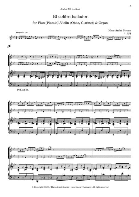 Trio Pieces For Flute Piccolo Violin Oboe Clarinet Organ Vol 3 In Latin Spirit Page 2