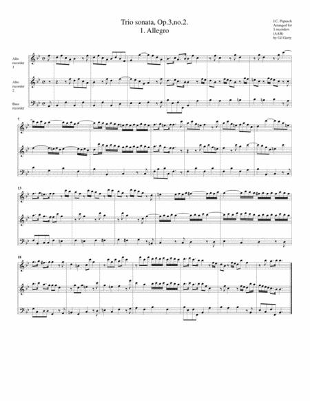 Trio Sonata Flute Violin Continuo Op 3 No 2 G Major B Flat Major Arrangement For 3 Recorders Page 2