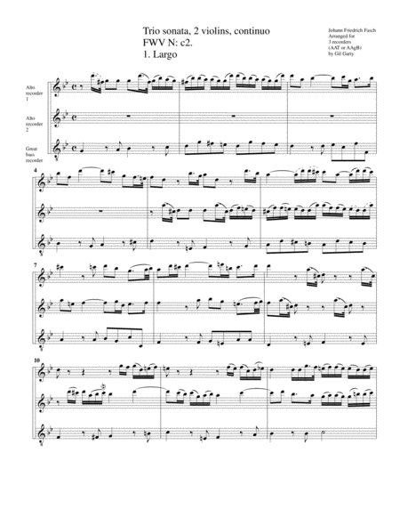 Trio Sonata Fwv N C2 For 2 Violins And Continuo Arrangement For 3 Recorders Page 2
