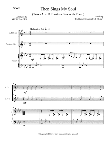 Trios For 3 Great Hymns Alto Sax Baritone Sax With Piano And Parts Page 2