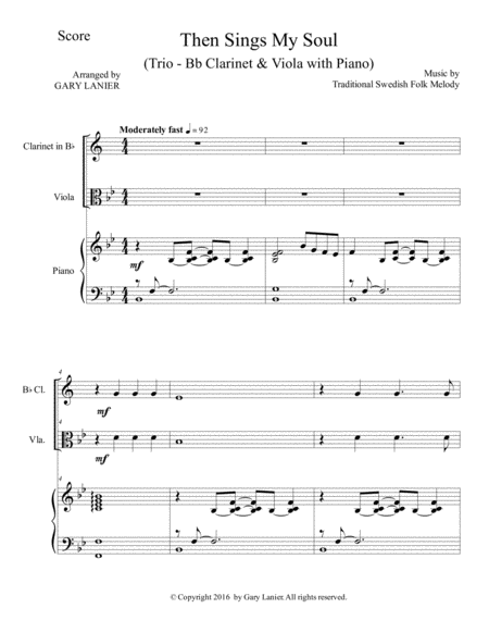 Trios For 3 Great Hymns Bb Clarinet Viola With Piano And Parts Page 2