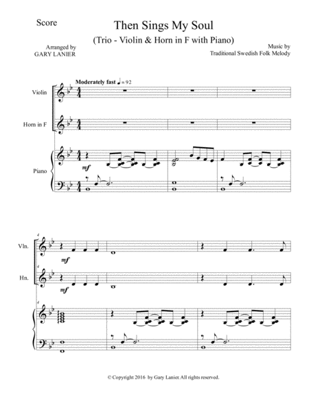 Trios For 3 Great Hymns Violin Horn In F With Piano And Parts Page 2