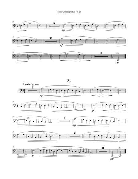Trois Gymnopdie For Tuba Or Bass Trombone Piano Page 2