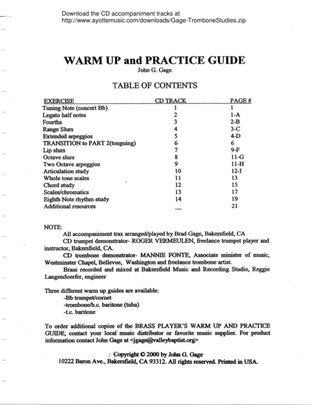 Trombone Players Warm Up And Practice Guide Page 2