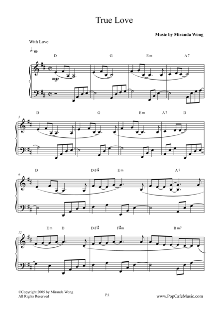 True Love Wedding Piano Music Page 2