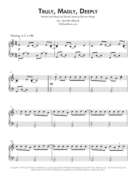 Truly Madly Deeply Easy Piano Page 2