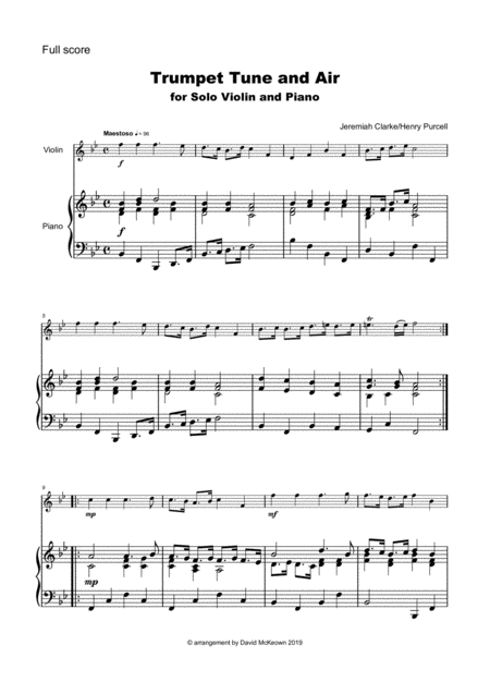 Trumpet Tune And Air By Purcell For Solo Violin And Piano Page 2