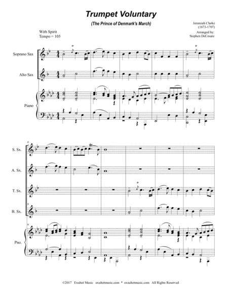 Trumpet Voluntary For Saxophone Quartet Piano Accompaniment Page 2