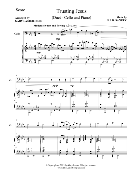Trusting Jesus Duet Cello And Piano Score And Parts Page 2