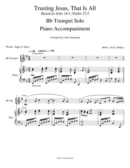 Trusting Jesus That Is All Bb Trumpet Solo Piano Accompaniment Page 2