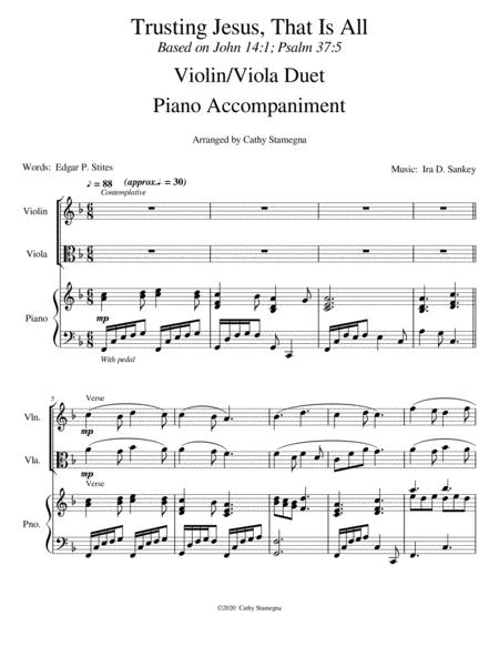 Trusting Jesus That Is All Violin Viola Duet Piano Accompaniment Page 2