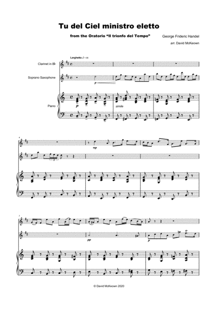 Tu Del Ciel Ministro Eletto Aria By G F Handel For Clarinet Soprano Saxophone And Piano Page 2