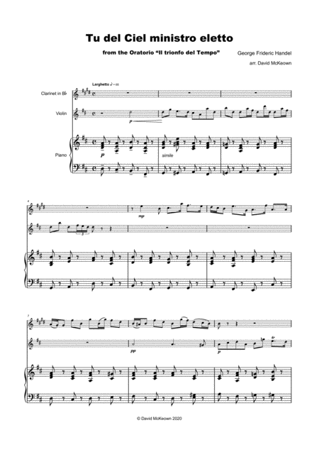 Tu Del Ciel Ministro Eletto Aria By G F Handel For Clarinet Violin And Piano Page 2