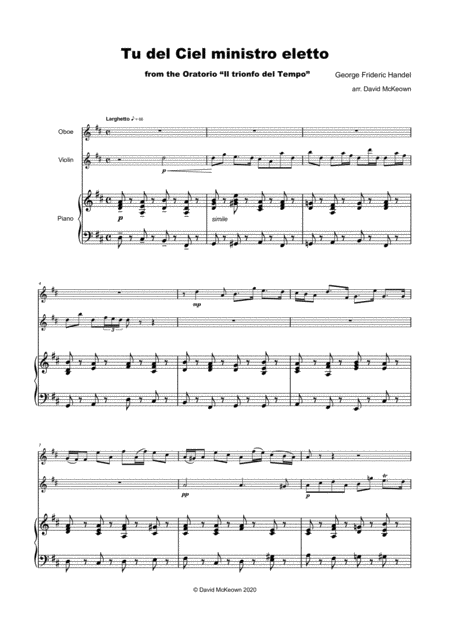 Tu Del Ciel Ministro Eletto Aria By G F Handel For Oboe Violin And Piano Page 2