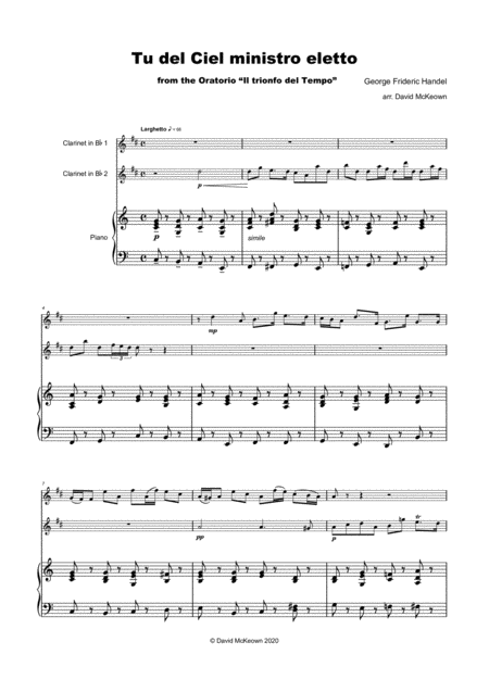 Tu Del Ciel Ministro Eletto Aria By G F Handel For Two Clarinets And Piano Page 2