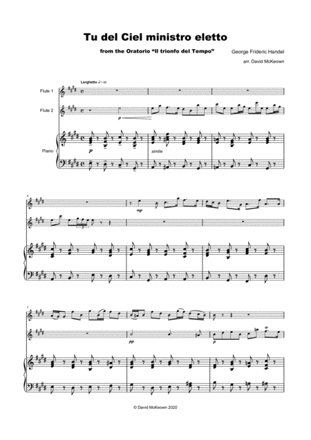 Tu Del Ciel Ministro Eletto Aria By G F Handel For Two Flutes And Piano Page 2