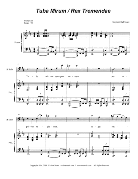 Tuba Mirum Rex Tremendae Majestatis From Requiem Mass Piano Vocal Score Page 2