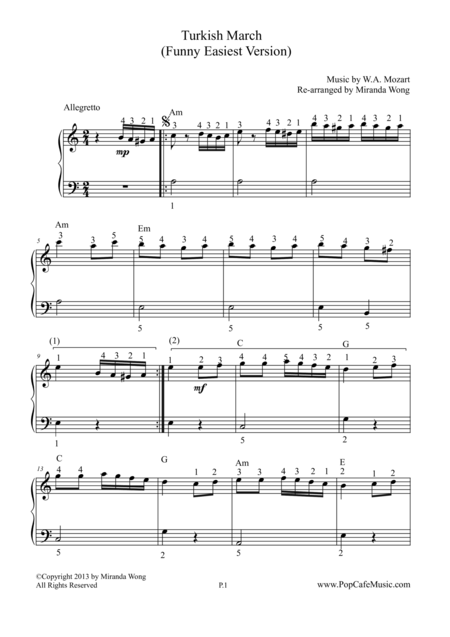 Turkish March Mozart Easiest Version Page 2