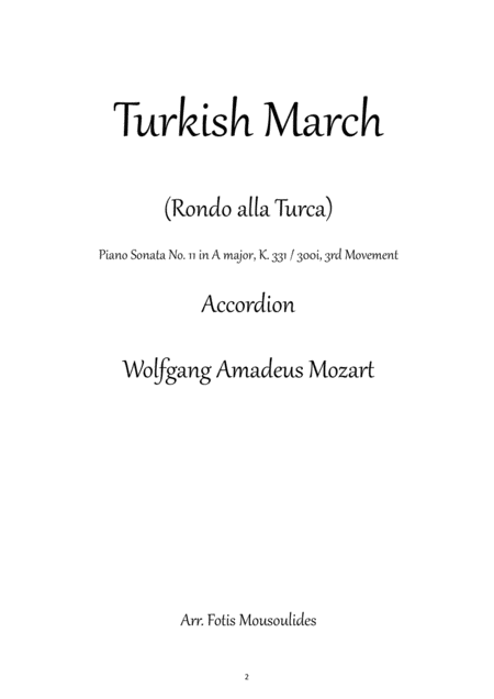 Turkish March Rondo Alla Turca For Solo Accordion Page 2