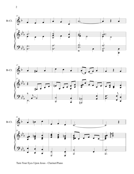 Turn Your Eyes Upon Jesus Bb Clarinet Piano And Clarinet Part Page 2