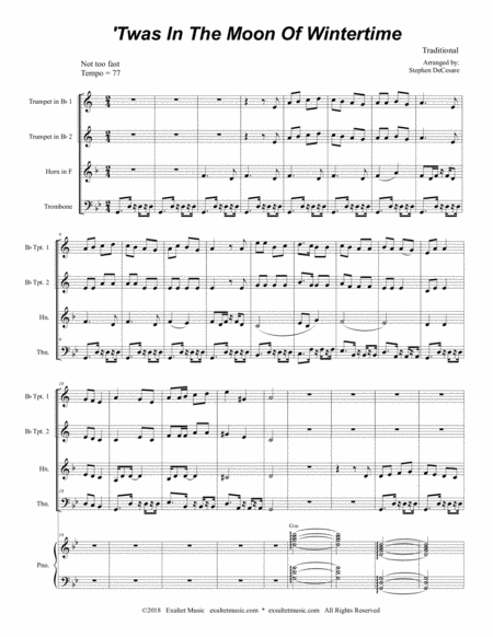 Twas In The Moon Of Wintertime For Brass Quartet And Piano Page 2