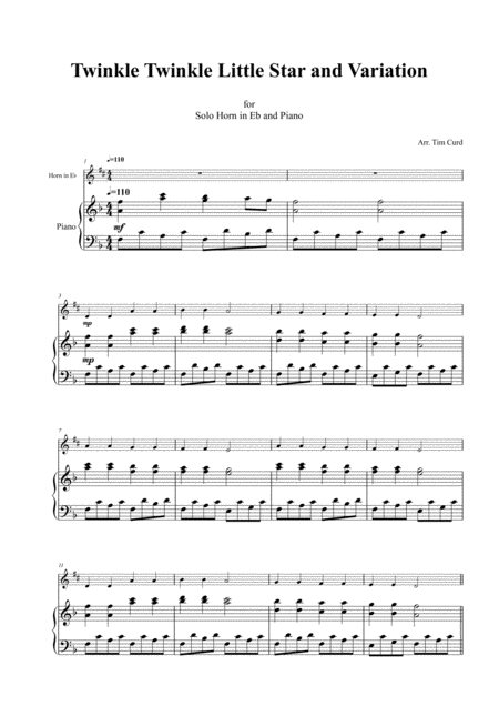 Twinkle Twinkle Little Star And Variation For Horn In Eb And Piano Page 2