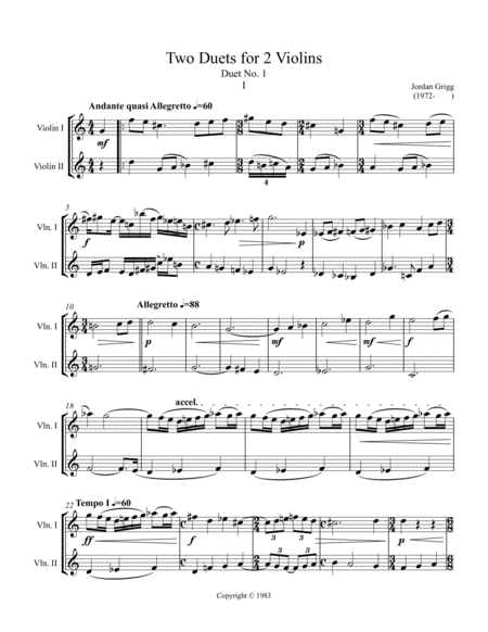 Two Duets For Two Violins 1983 Page 2