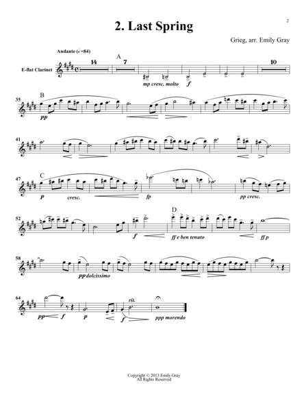 Two Elegiac Melodies For Clarinet Choir Set Of Parts Page 2