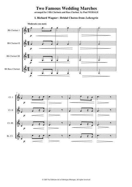 Two Famous Wedding Marches Arranged For 3 Bb Clarinet And Bass Clarinet Page 2