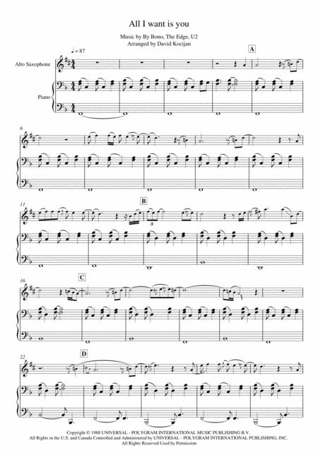 U2 All I Want Is You Piano Guitar Alto Sax Page 2