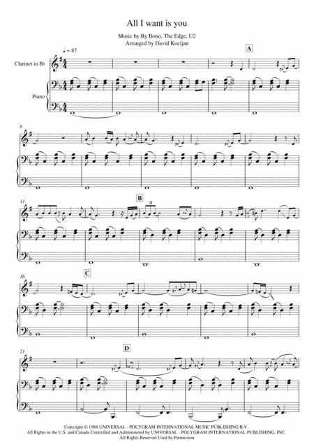 U2 All I Want Is You Piano Guitar Clarinet Page 2