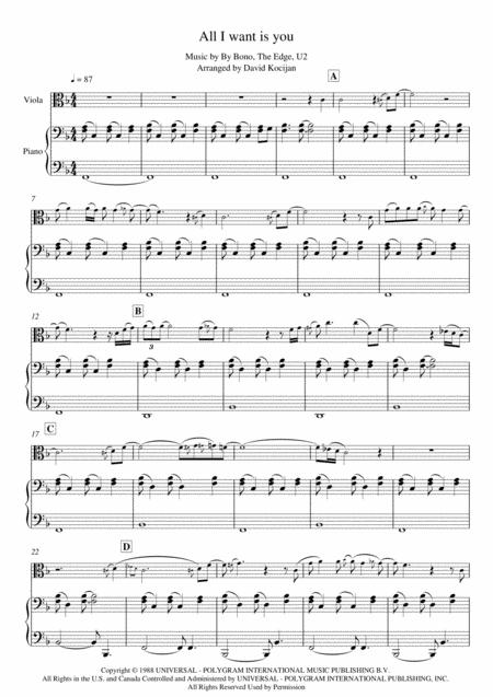 U2 All I Want Is You Piano Guitar Viola Page 2