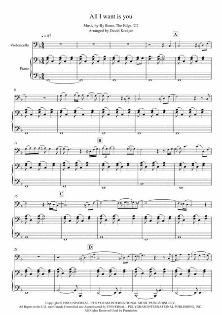 U2 All I Want Is You Piano Guitar Violoncello Page 2